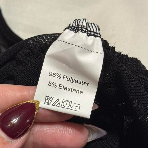 SHEIN Sheer Black Ruched Mesh Off Shoulder Top -M - Picture 8 of 8